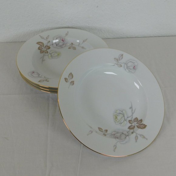 Johann Haviland Sweetheart Rose Rimmed Soup Bowls Bavaria Germany Set of 4 - Picture 1 of 11